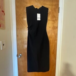 ZARA Black Midi Dress Size Large | New With Tags